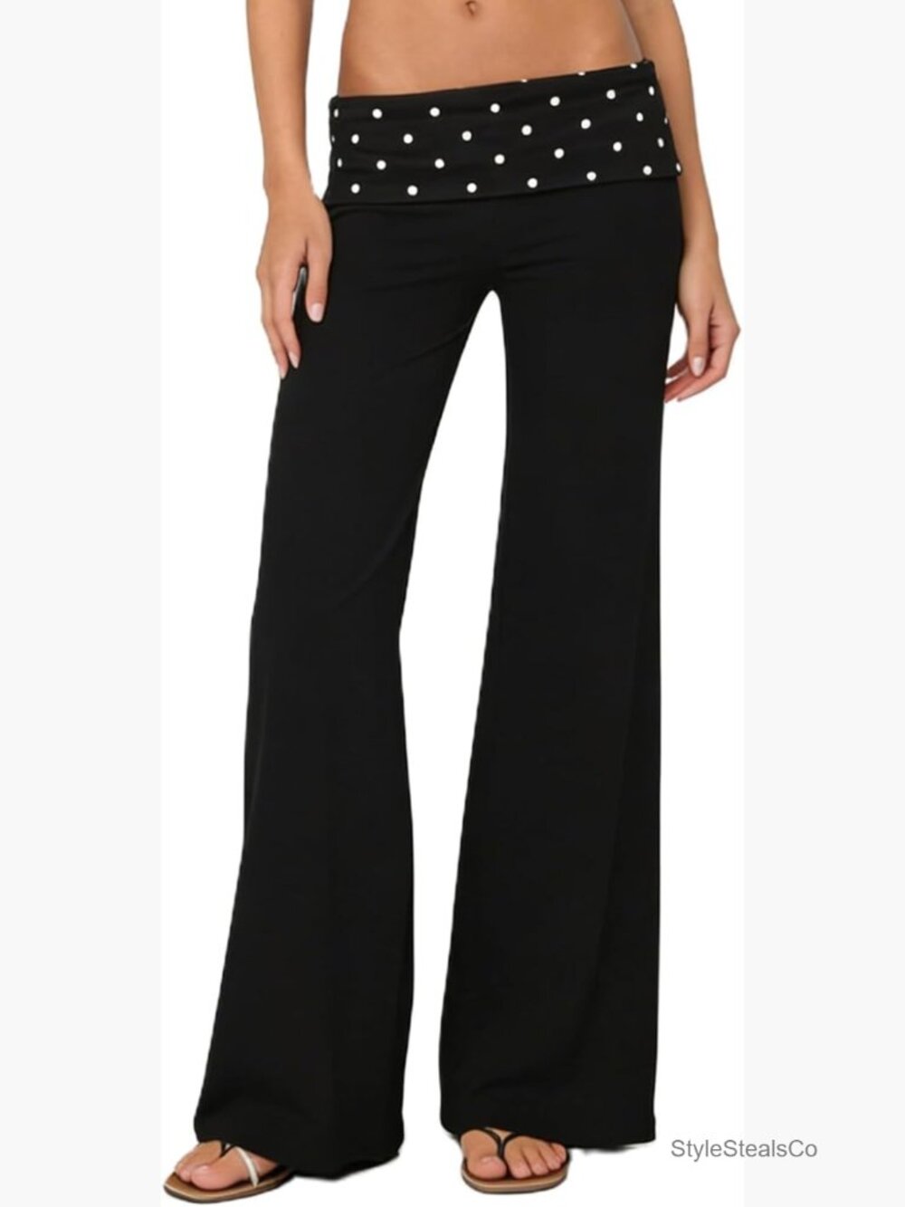 Low Rise Fold Over Yoga Pants Flare Leggings Wide Leg Lounge - Picture 1 of 7